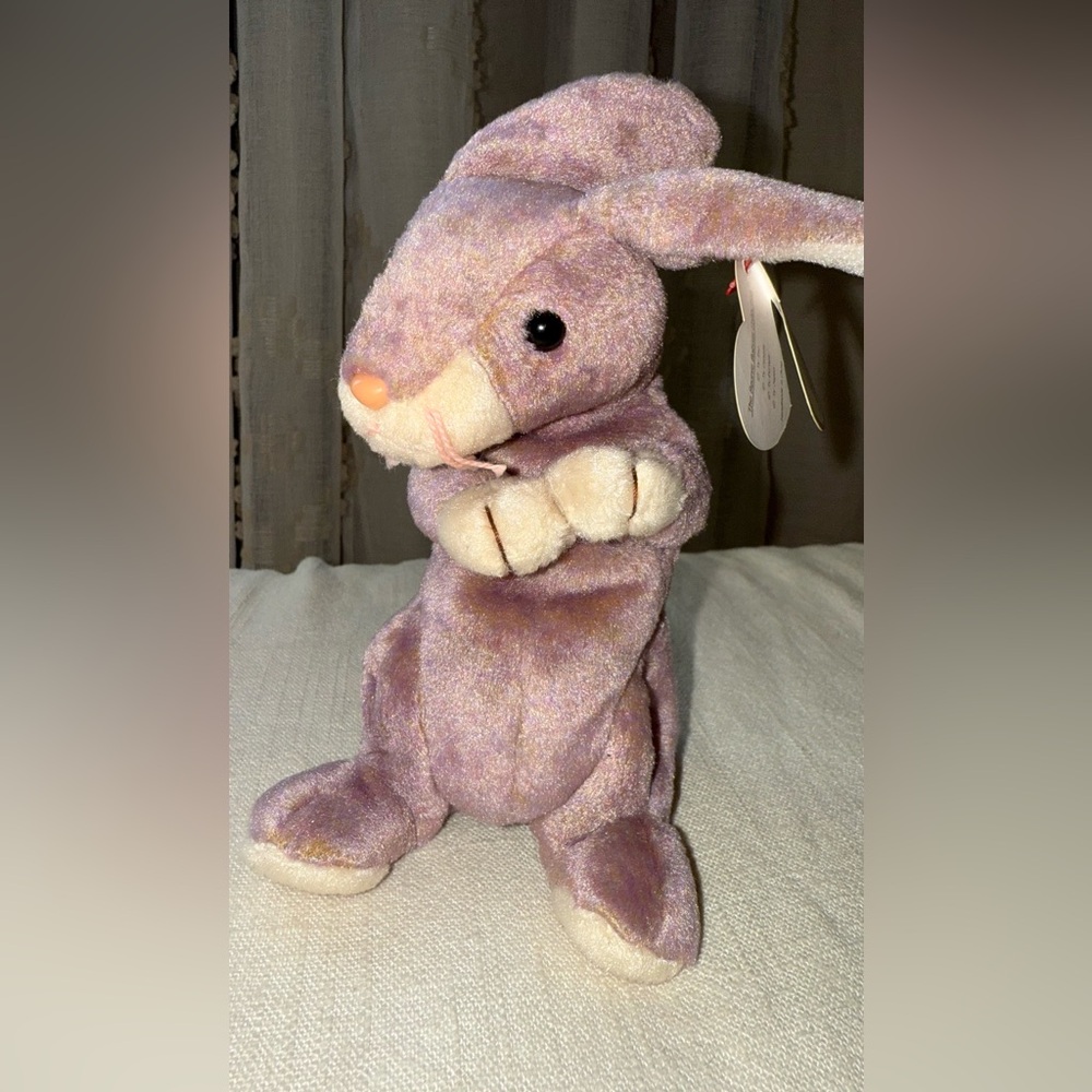 Ty Springy Beanie Baby Toy - Purple and Cream Rare With Errors on Tag and Tush
